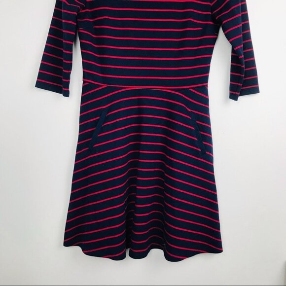 Gap Fit & Flare 3/4 Sleeve  Crew Neck stripe Midi dress Women Size S - Picture 2 of 16